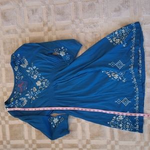 Johnny Was blue cotton tunic dress XL